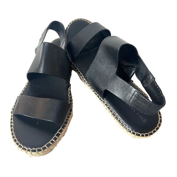 Cole Haan Pinch Grand.Os Womens 10B Comfort Casual Sandal Black Leather Open Toe - Picture 1 of 12